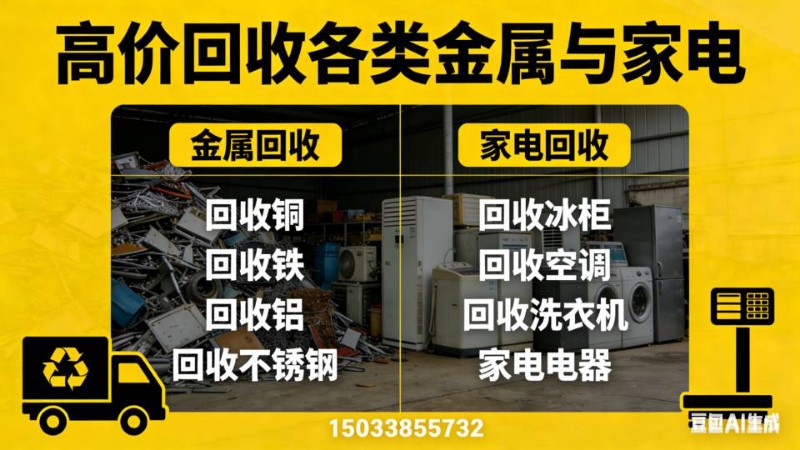 高价回收废品，废铜，废铝，废铁，空调，冷库，电机，压缩机，水泵，电缆，不锈钢，各（第 1 张）