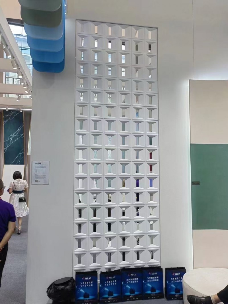 ABS九宫格pu构件空心砖背景隔断批发价 轻质款pu九宫格构件空心砖，超有质感，（第 5 张）