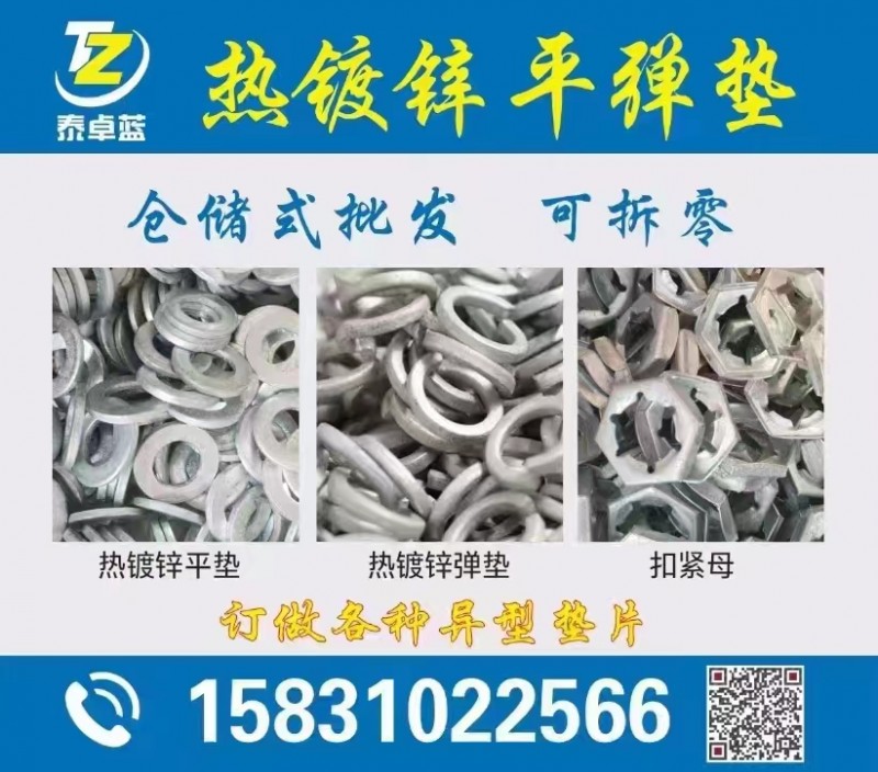 泰卓蓝热镀锌垫圈
️仓储式批发
️热镀锌平垫
️热镀锌弹垫
️热镀锌大边（第 1 张）