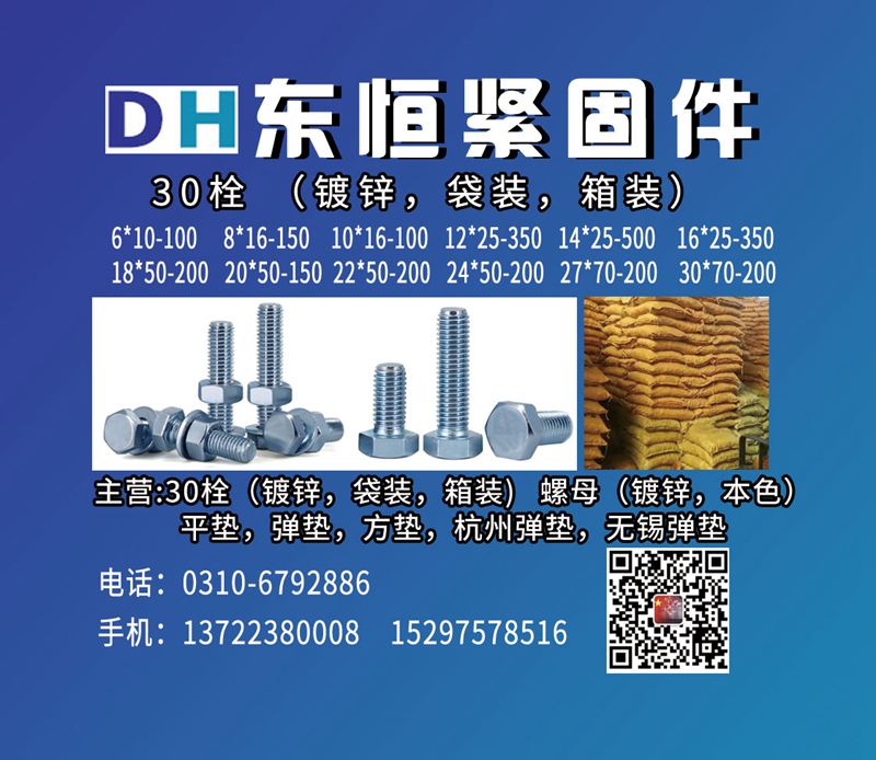 东恒30栓 主要生产  国标 30栓      
8.8字头 德标DIN933（第 1 张）