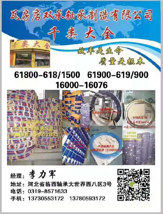 瓦房店千轴轴承
千类深沟球轴承（第 1 张）