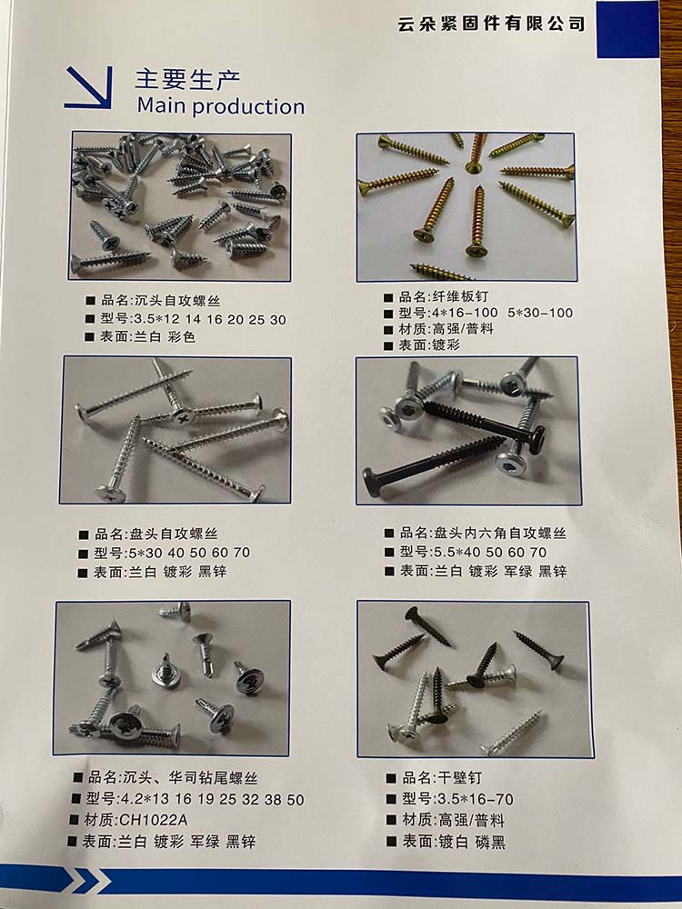 本公司主要生产钻尾螺丝，干壁钉，纤维板钉，沉头自攻（第 3 张）