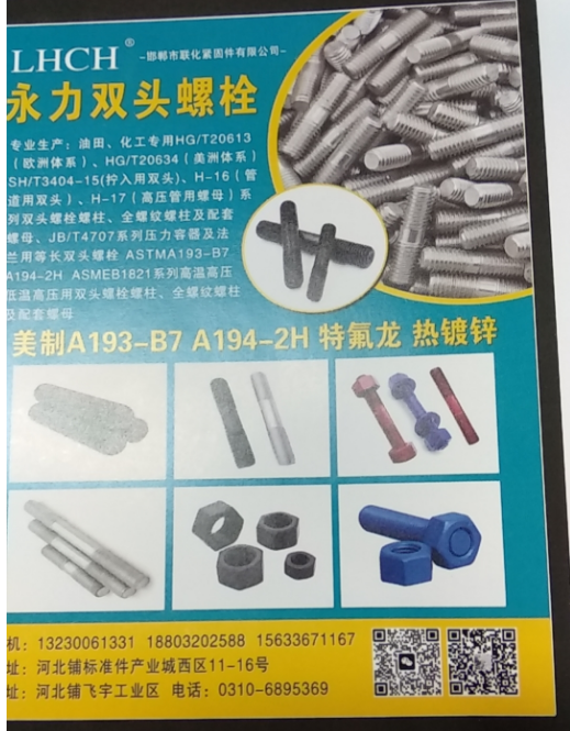 永力双头螺栓 
专业生产:油田、化工专用HG/T20613(欧洲体系)、HG/（第 1 张）