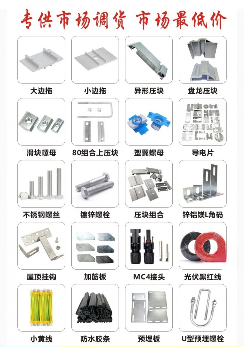 河北纳森新能源科技有限公司 厂家直销光伏配件 中压、边压、水槽托架、楔形夹、四孔（第 2 张）