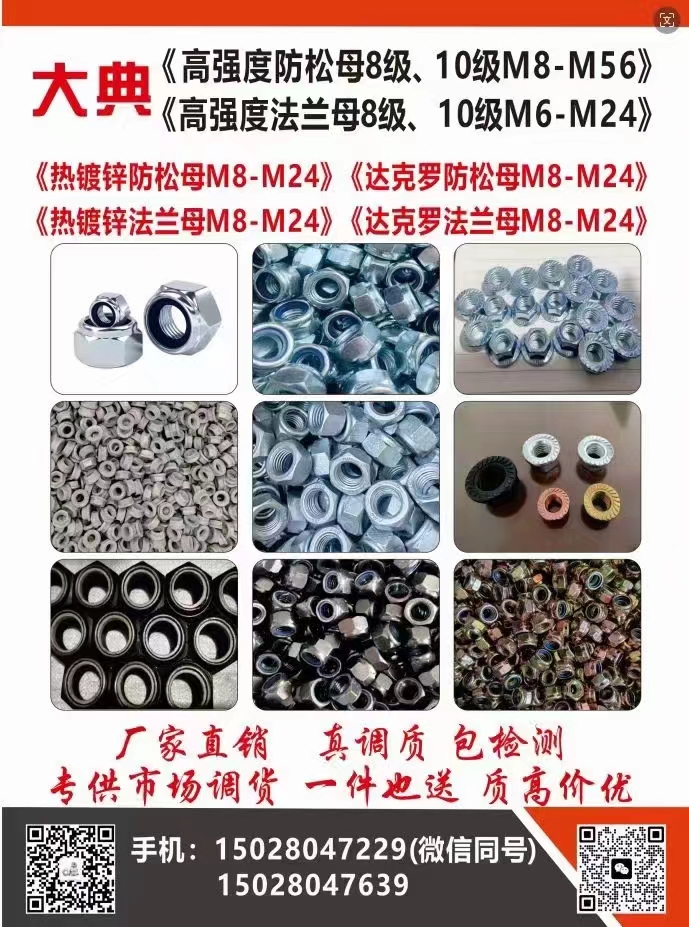 8.8级 10.9级镀彩高强度防松母
985  889.1系列现货
袋装  （第 1 张）