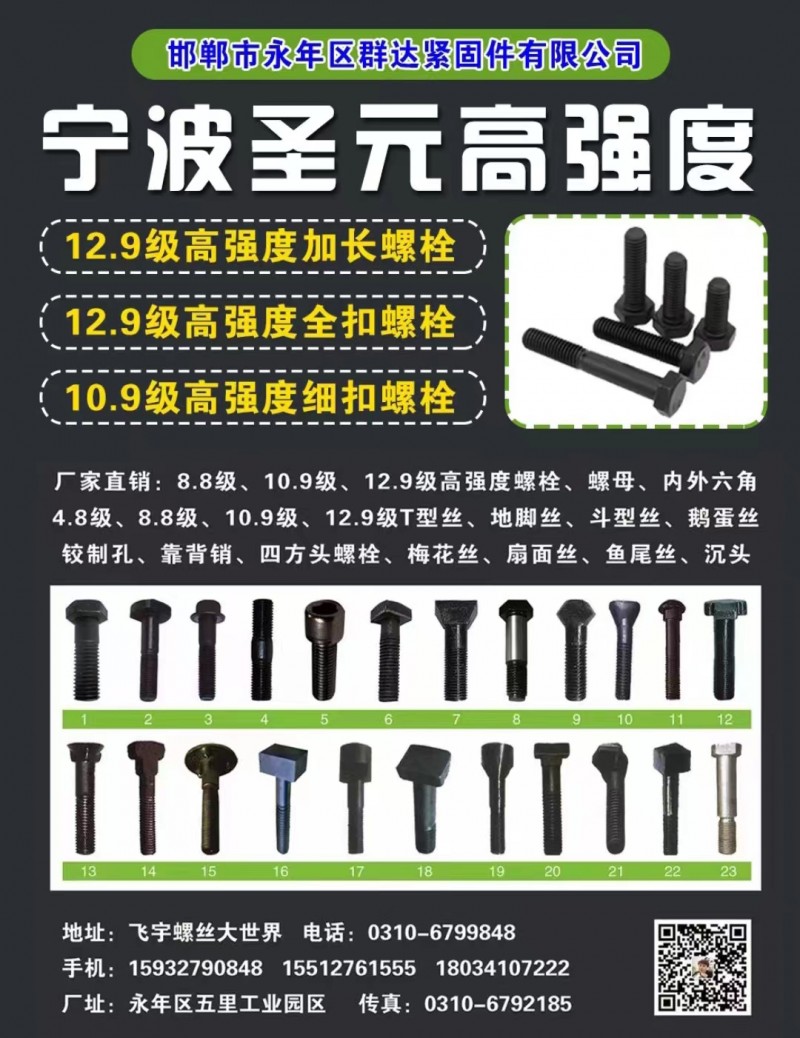 宁波圣元高强度 
312.9级高强度加长螺栓12.9级高强度全扣螺栓10.9级（第 1 张）