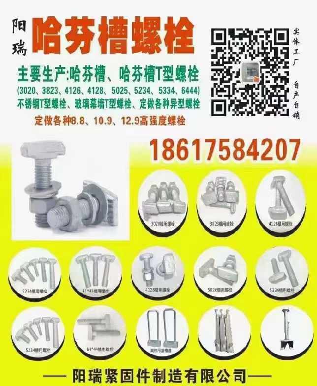 阳瑞哈芬槽螺栓
主要生产：哈芬槽、哈芬槽T型螺栓 (3020、3823、412（第 1 张）