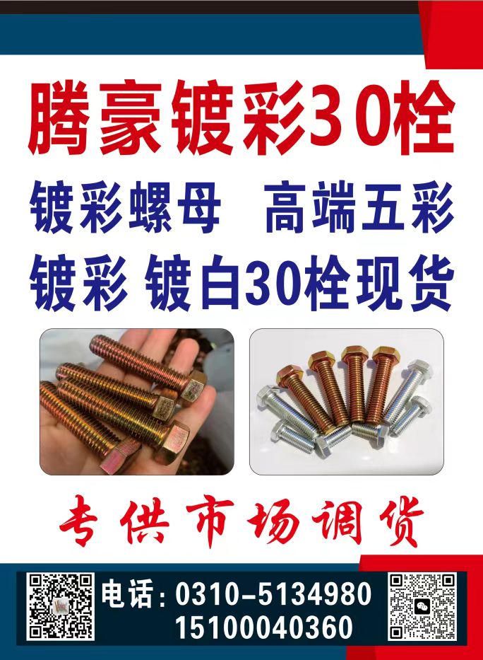 腾豪镀彩30栓镀彩螺母 高端五彩镀彩 镀白30栓现货    专供市场调货。（第 1 张）