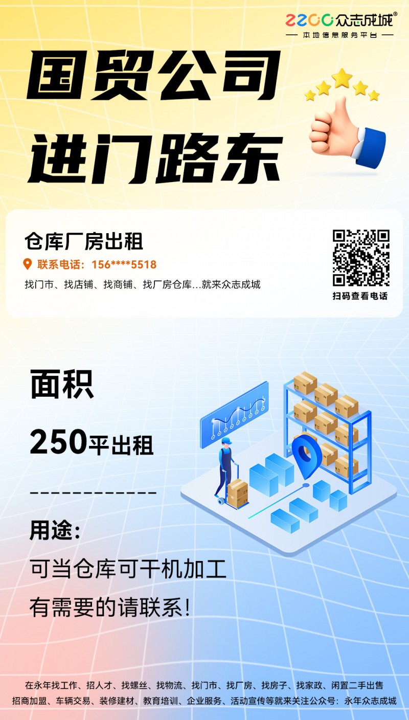 国贸公司.进门路东有250平出租.可当仓库可干机加工，有需要的联到（第 1 张）