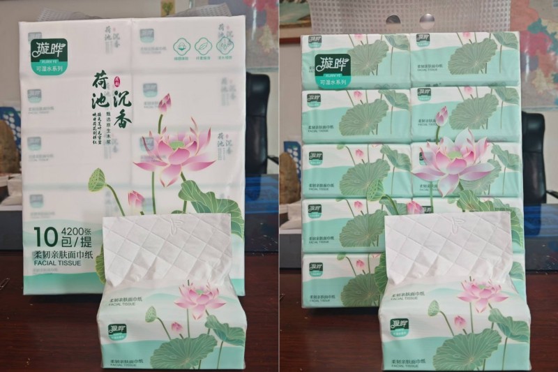 荷花璇晔抽纸
135×175规格 . 每包420张
每提10包装 . 10一（第 1 张）