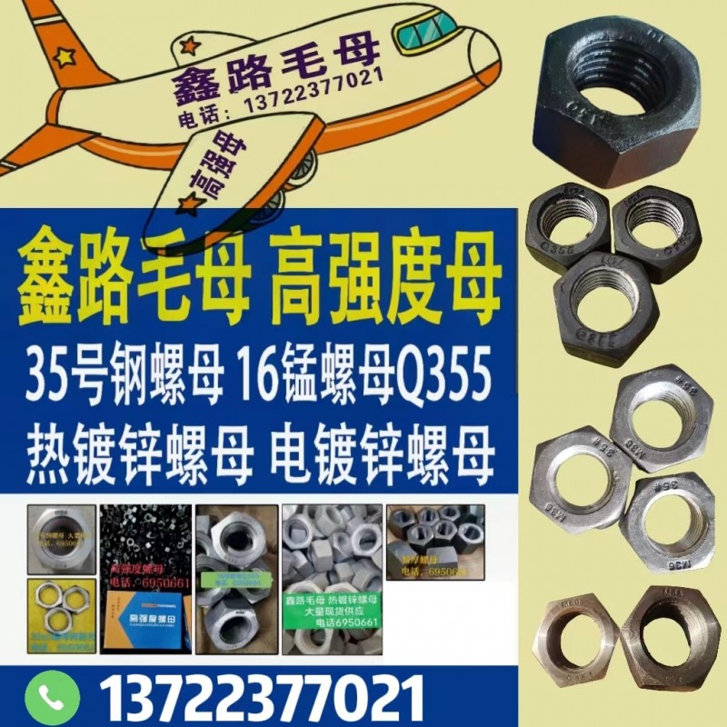 鑫路毛母高强度母
35号钢螺母 16锰螺母0355
热镀锌螺母 电镀锌螺母（第 1 张）