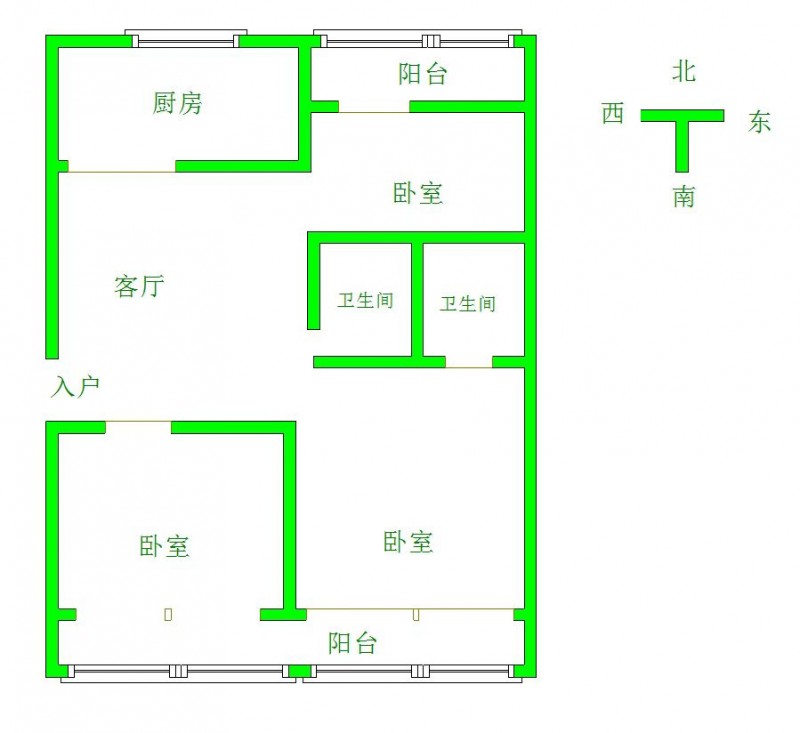 老县医院对过健康小区六楼一百平方三室一厅二卫精装出售（第 1 张）