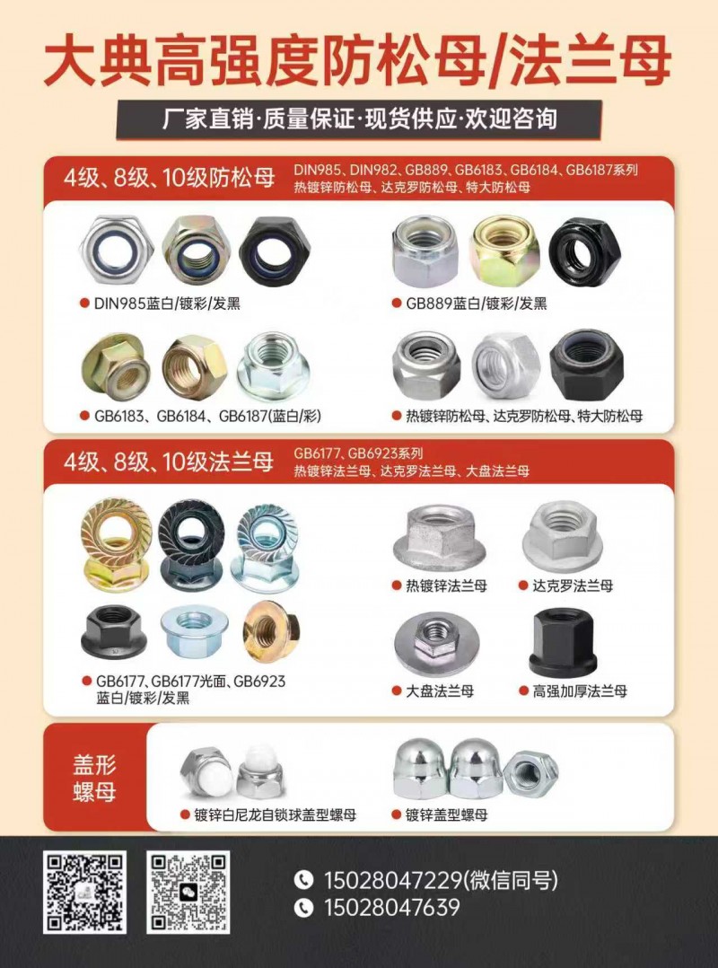 8.8级 10.9级镀彩高强度防松母
985  889.1系列现货
袋装  （第 2 张）