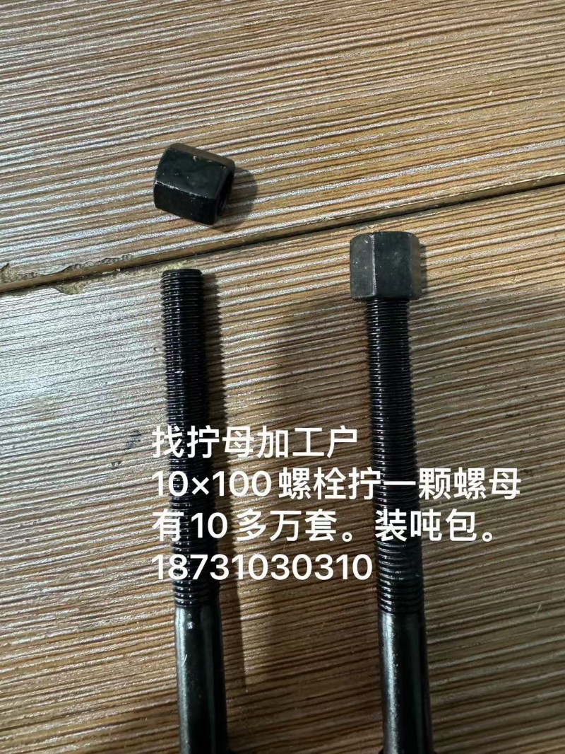 找拧母加工户  10x100 螺栓拧一颗螺母有10多万套。装吨包。（第 1 张）