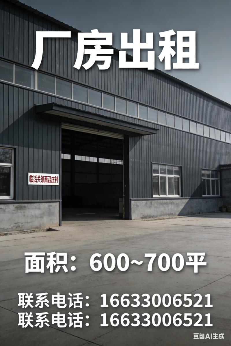 厂房大概在700平左右要求长期租一年起一次性付款不要赊帐（第 1 张）