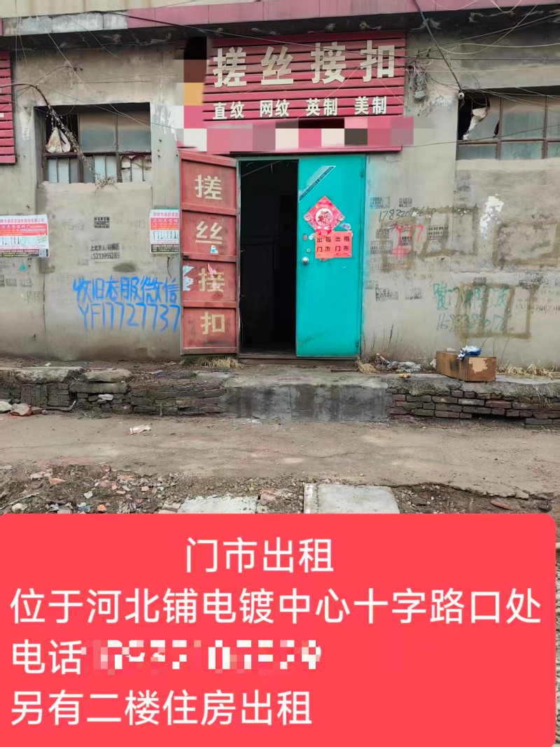 门市出租，里外套间
位于河北铺村村南，电镀中心十字路口处（第 1 张）