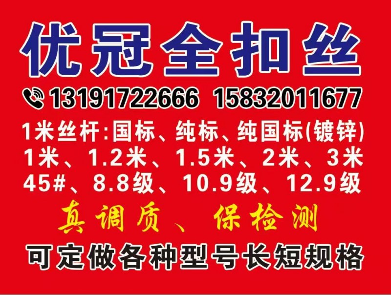 优冠1米丝杠
纯标M3-M48
精品丝杆M6-M36
45#发黑牙条M8-（第 1 张）
